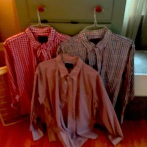 THREE dress shirts. Colorful. Great Condition. Even better price.